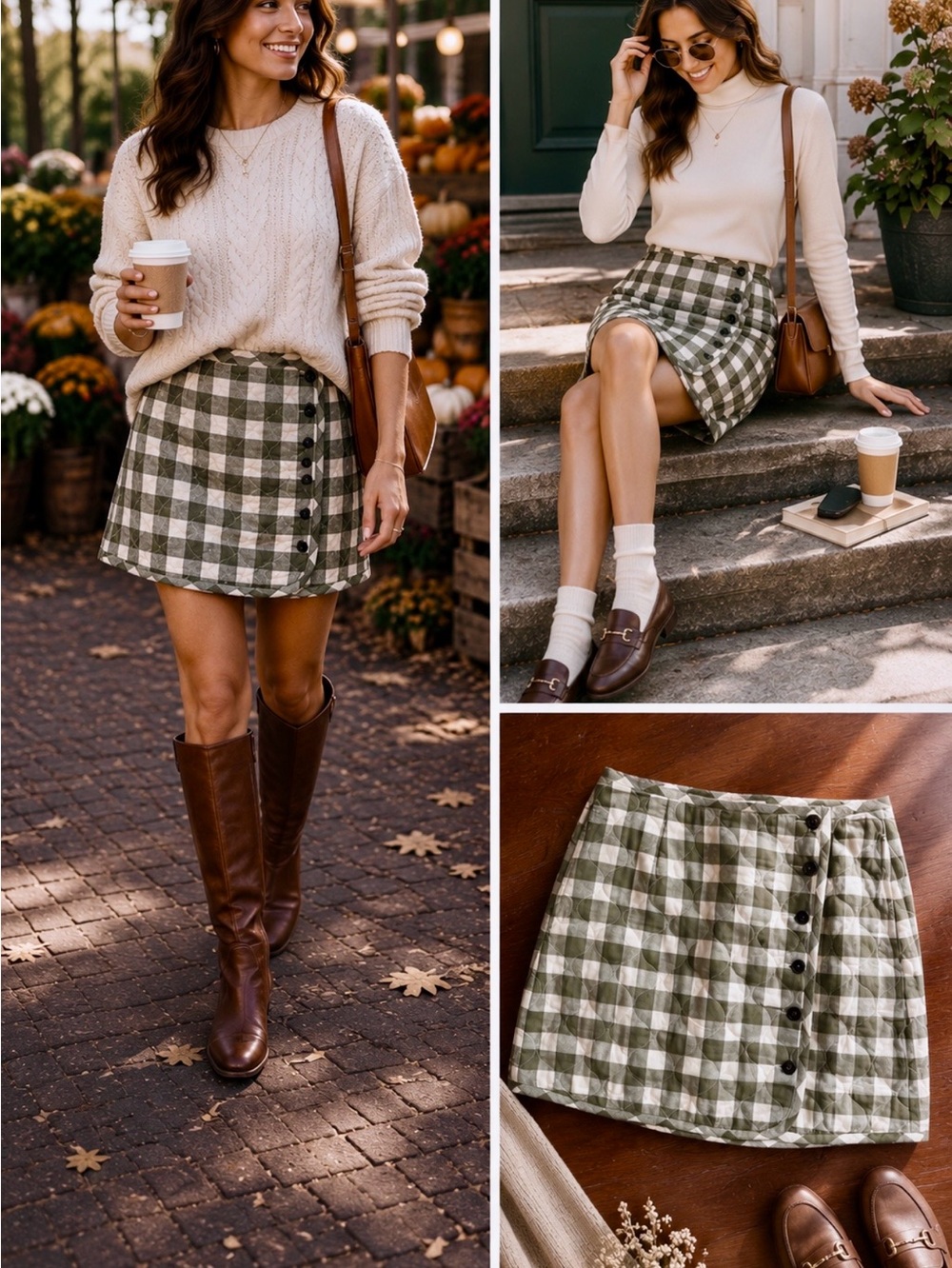 Madewell Quilted Flannel Gingham Check 100% Cotton Mini Skirt Sz 4 💛🍄